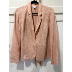 J. Jill Love Linen Blazer Women's Small S Peach Pink Casual Career Jacket